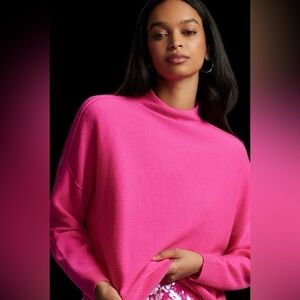 Pilcro Anthropologie 100% CASHMERE Sweater  Hot Bright Pink Long Sleeve Sz XL